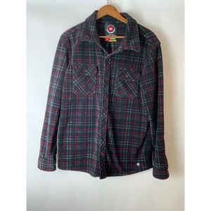 686 Sierra Fleece Flannel Shacket Shirt Size M Medium Red Black L8WLAY03